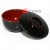 Soup/Noodle Bowl with lid (Plastic lacquerware) - Plain black with red inner