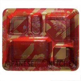 Disposable bento boxes with snap-on lids (Red & Gold) x 50pcs