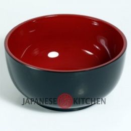 Soup/Noodle Bowl (Plastic lacquerware) - Plain black with red inner